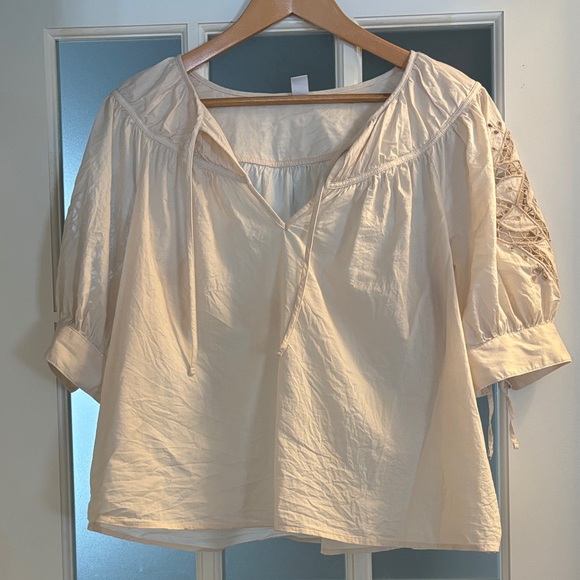 100% cotton puff sleeve blouse - Picture 1 of 4